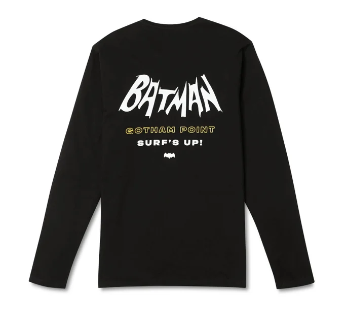 T-shirt Manche Longue Batman Surf "Na Na Na Surfs Up! - Noir