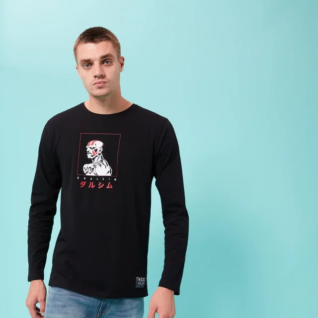 T-shirt Street Fighter Arcade Dhalsim Manche Longue Unisexe - Noir