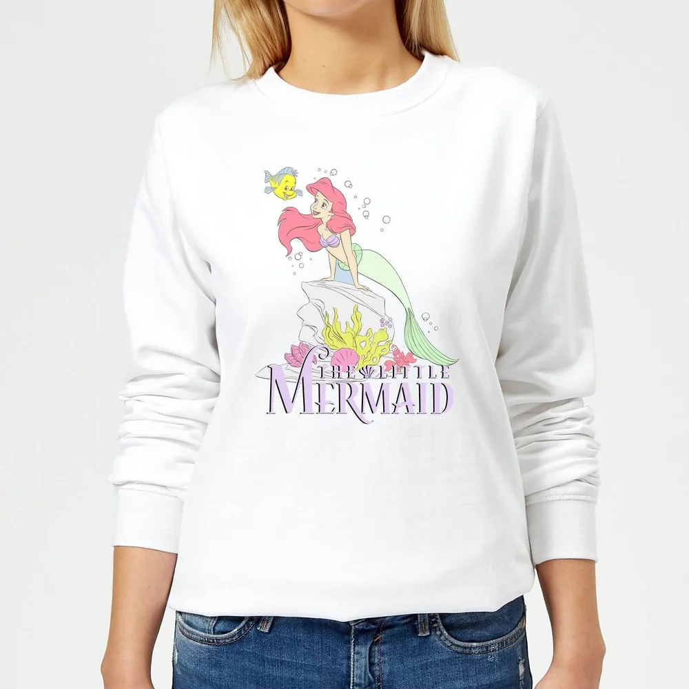 Disney Little Mermaid Women's Sweatshirt - White - XS Image 1