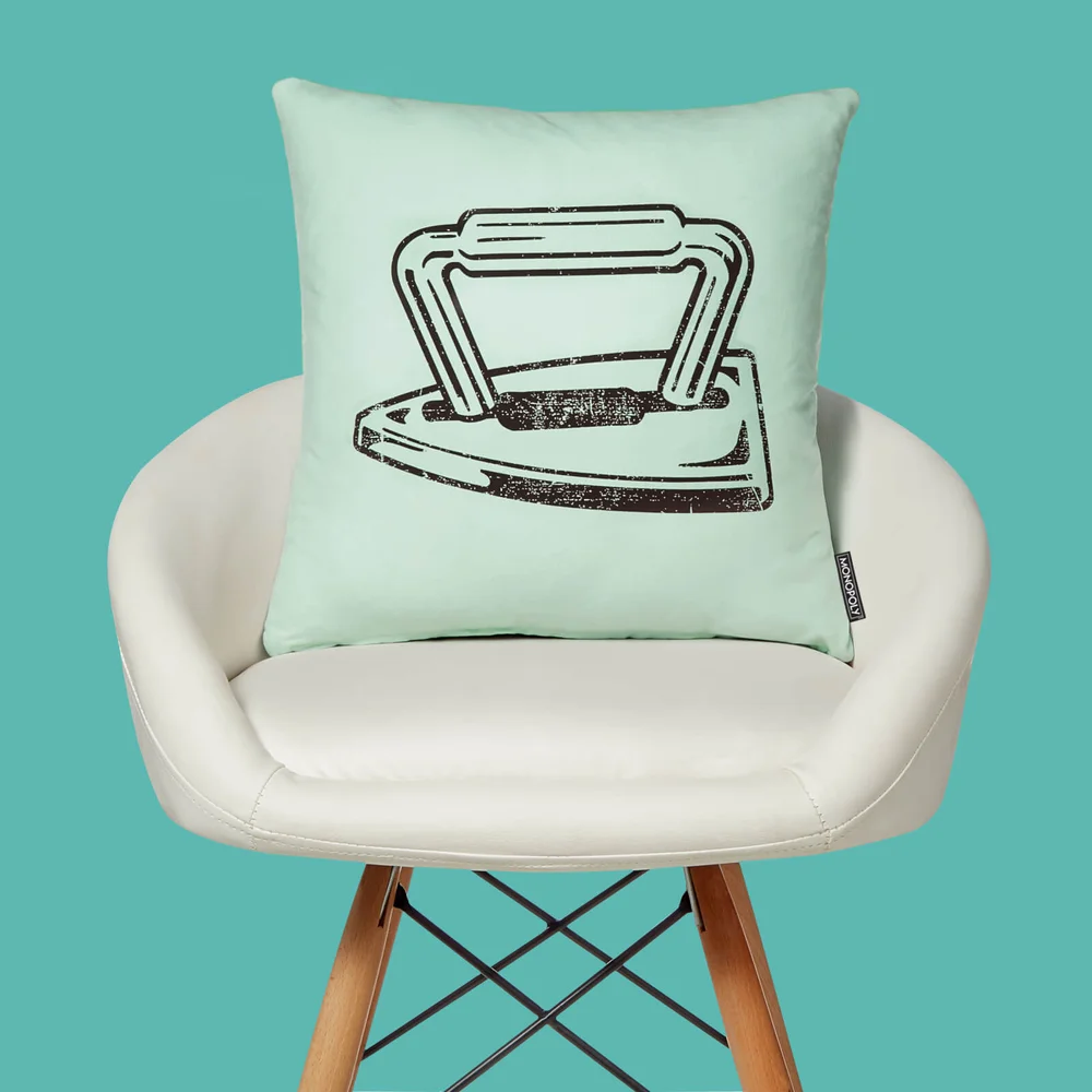 Monopoly Iron Letterpress Square Cushion - 40x40cm - Soft Touch Image 1
