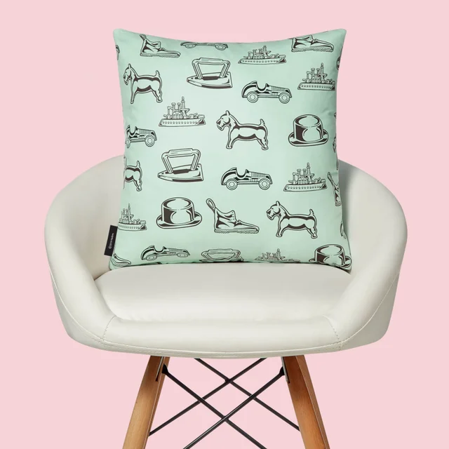 Monopoly Hat Letterpress Square Cushion