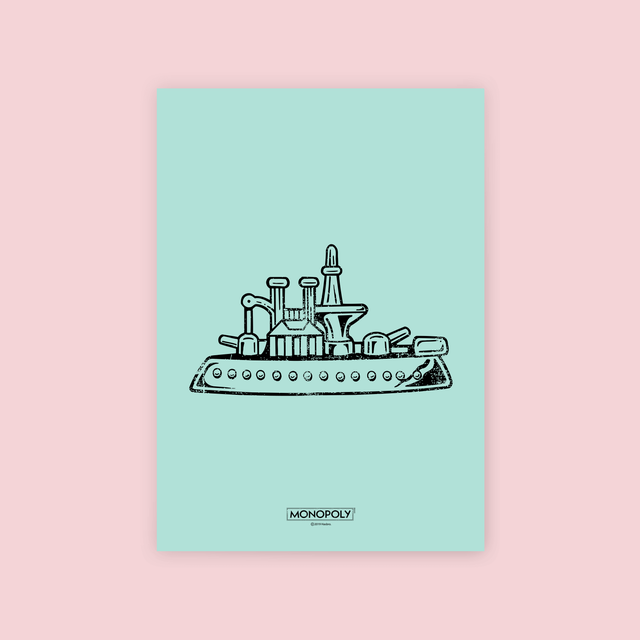 Monopoly Ship Letterpress Art Print