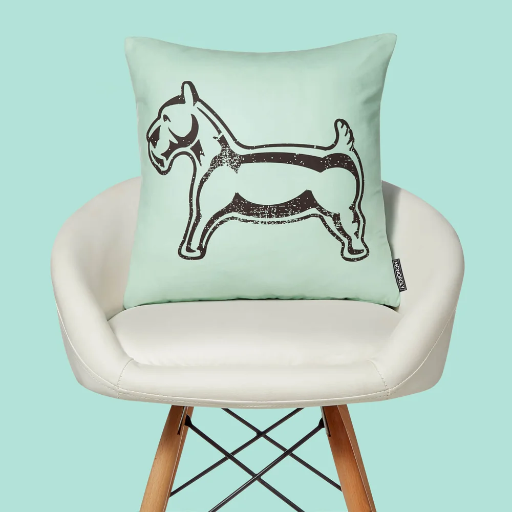 Monopoly Dog Letterpress Square Cushion - 40x40cm - Soft Touch Image 1