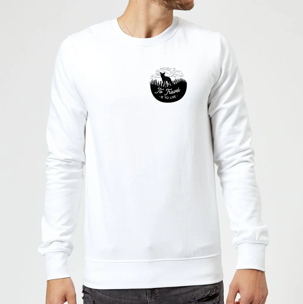 Black To Travel Is To Live Pocket Print Sweatshirt - White - S - Blanc Image 1