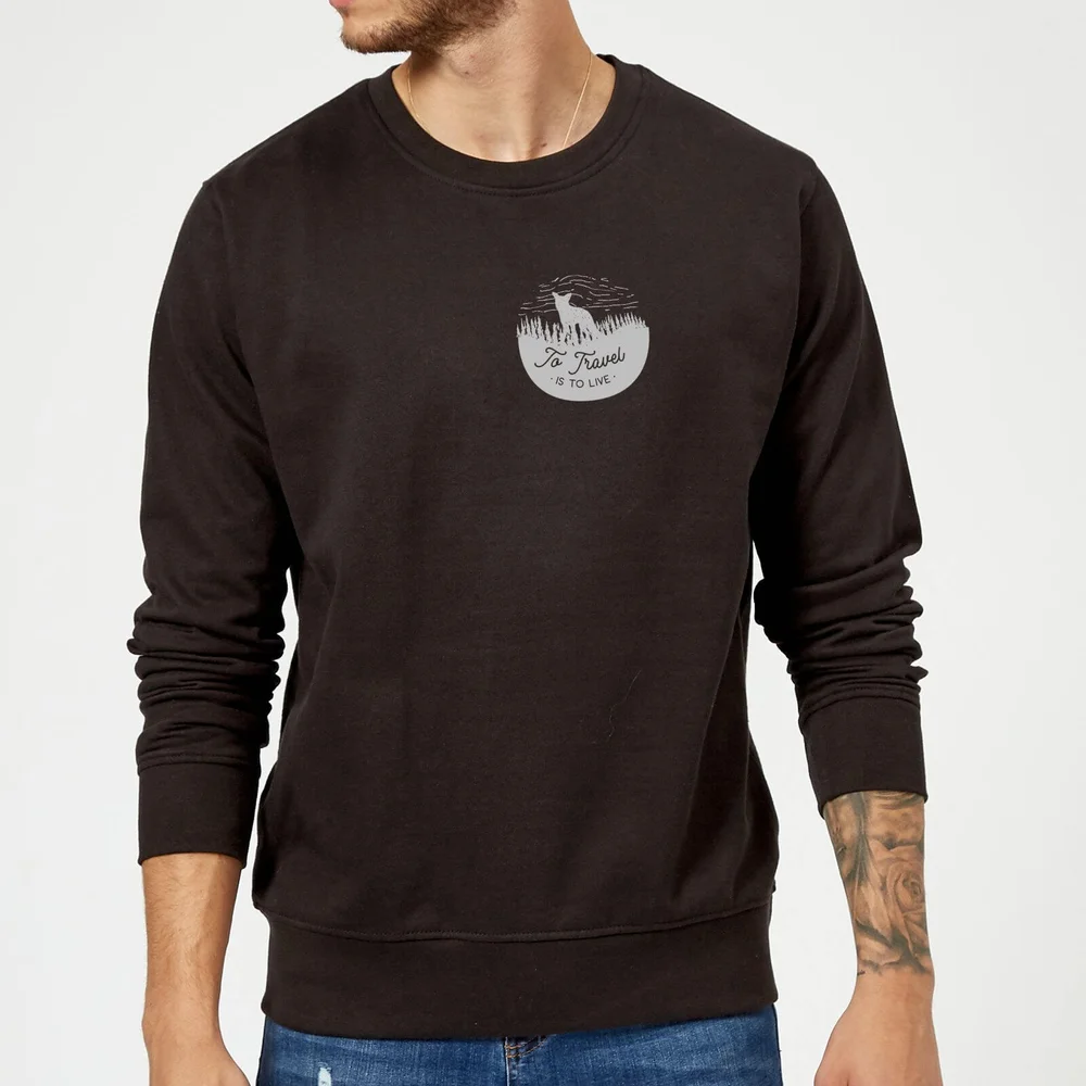 To Travel Is To Live Pocket Print Sweatshirt - Black - S - Noir Image 1