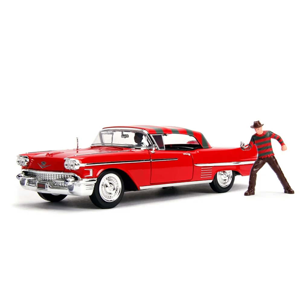 Figurine moulée échelle 1:24 Jada Cadillac 1958 avec figurine Freddy Kruger Image 1