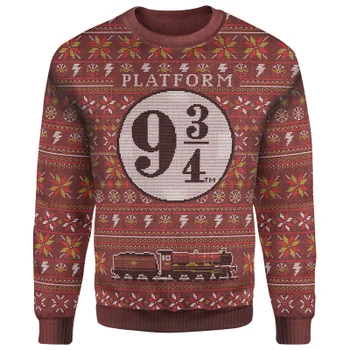 Pull de Noël Brodé Harry Potter Plateforme 9 3/4 Zavvi Exclusif - Bordeaux