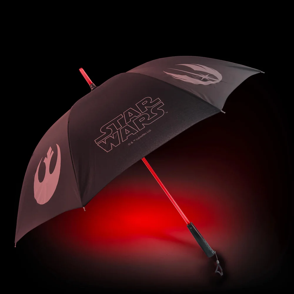 Parapluie sabre laser Star Wars Officiel avec interrupteur - Côté obscure (rouge) - Zavvi Exclusif Image 1