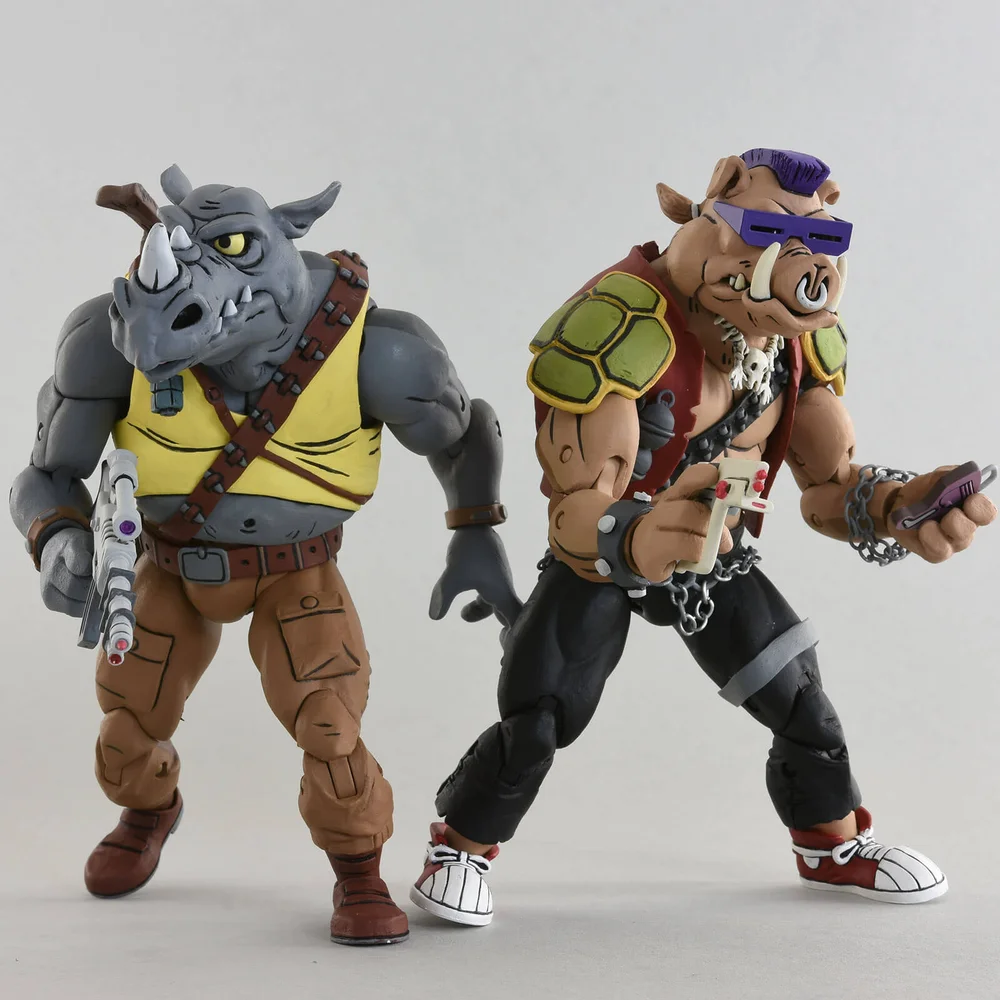 NECA Les Tortues Ninja Série d'animation Rocksteady et Bebop Figurine articulées Pack de 2 Image 1
