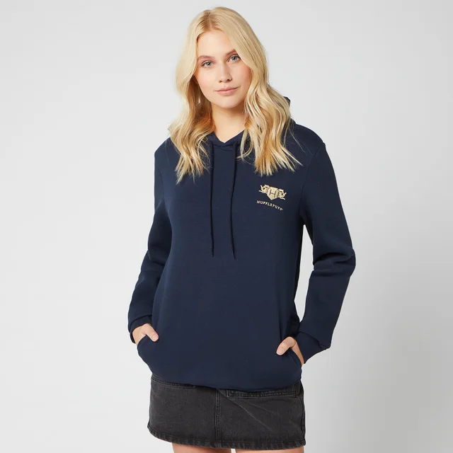 Sweat à capuche Unisexe Harry Potter Hufflepuff Brodé - Bleu Marine