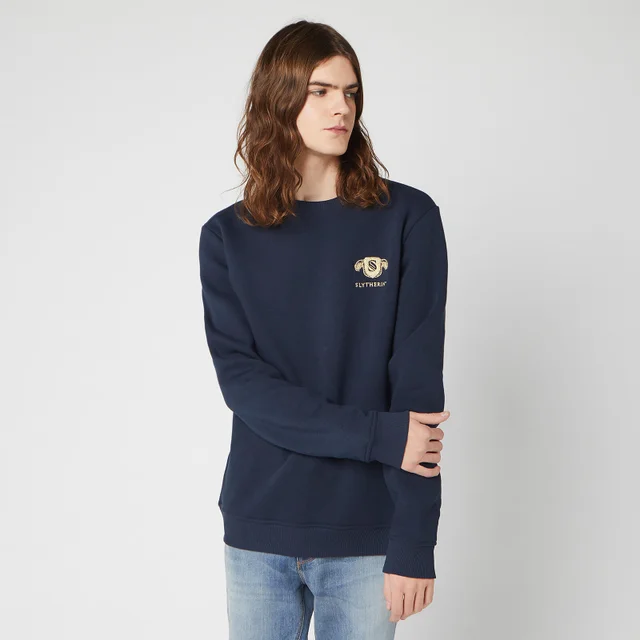 Sweat-shirt Unisexe Harry Potter Slytherin Brodé - Bleu Marine