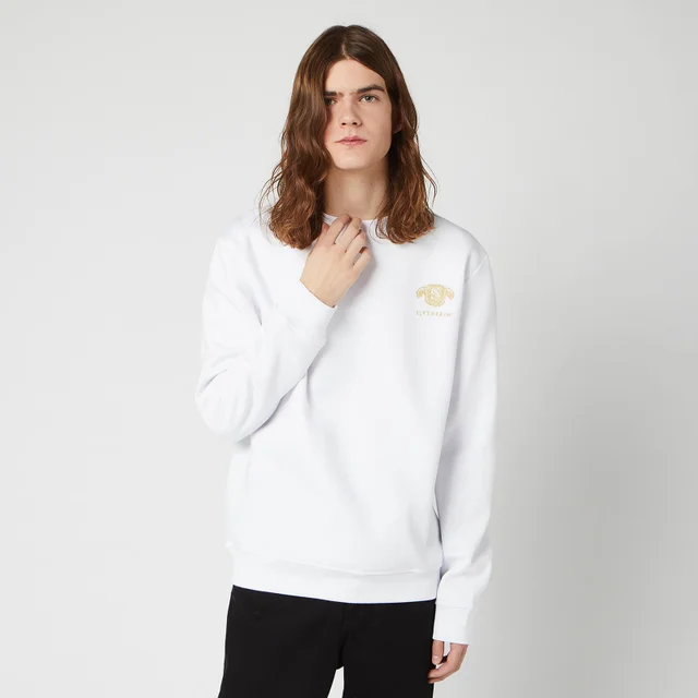 Sweat-shirt Unisexe Harry Potter Slytherin Brodé - Blanc