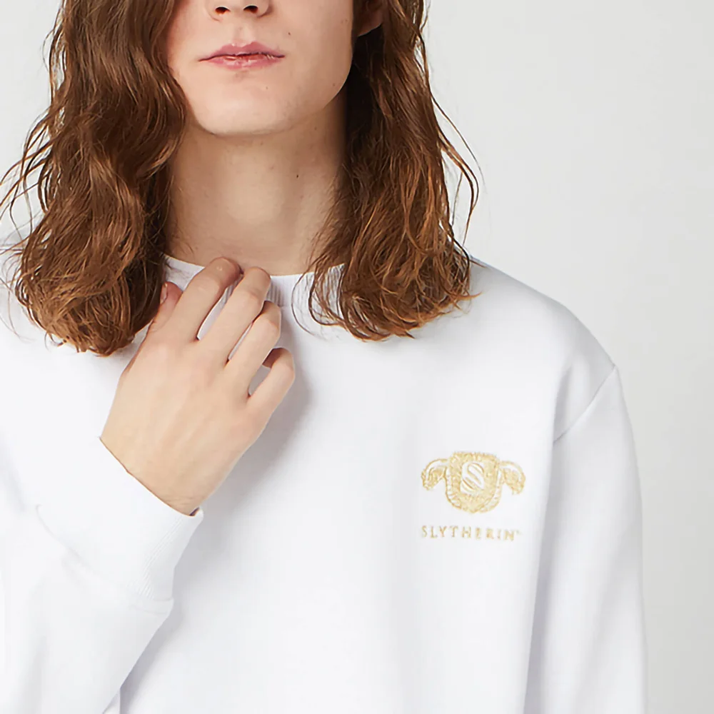 Sweat-shirt Unisexe Harry Potter Slytherin Brodé - Blanc - M Image 1