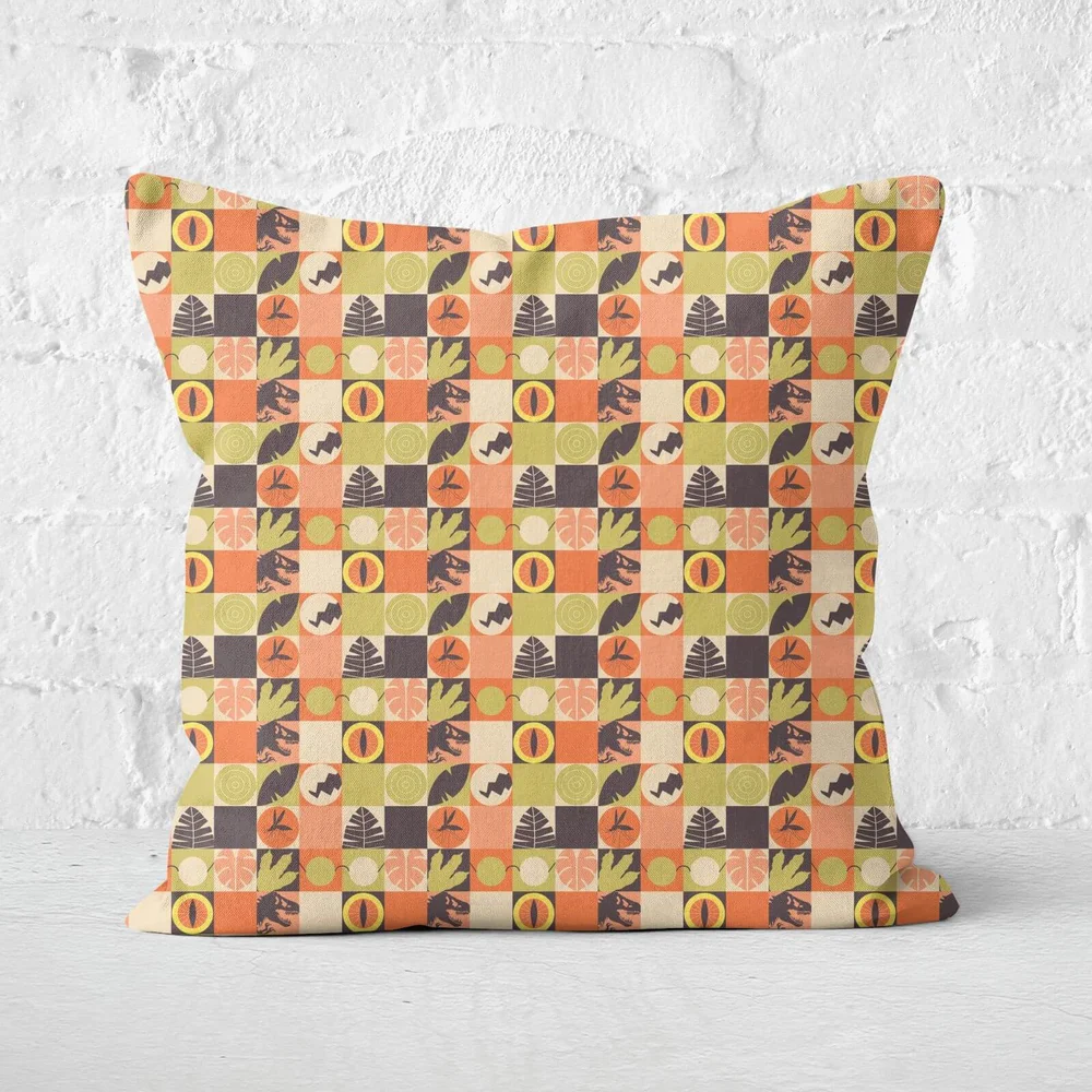 Orange Jurassic Park Square Cushion 40x40cm - 50x50cm - Soft Touch Image 1