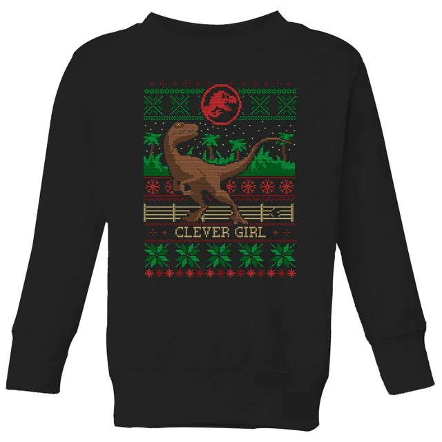 Jurassic Park Clever Girl Pull de Noël pour enfants - Noir