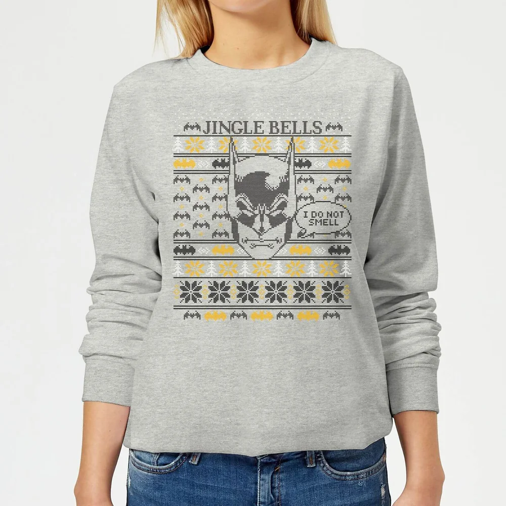 DC Comics Batman I Do Not Smell Women's Christmas Sweater in Grey - 3XL Image 1