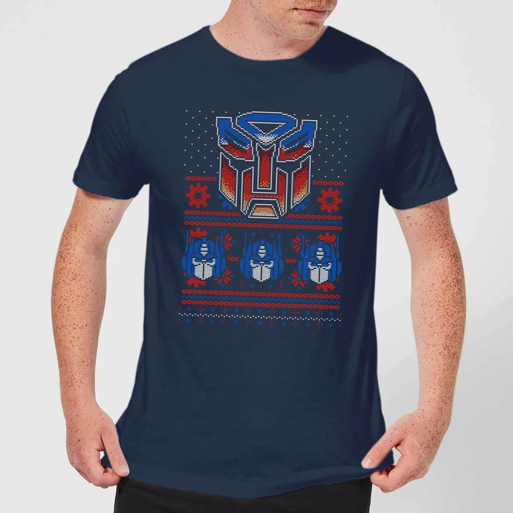 Autobots Classic Ugly Knit Men's Christmas T-Shirt - Navy - S Image 1