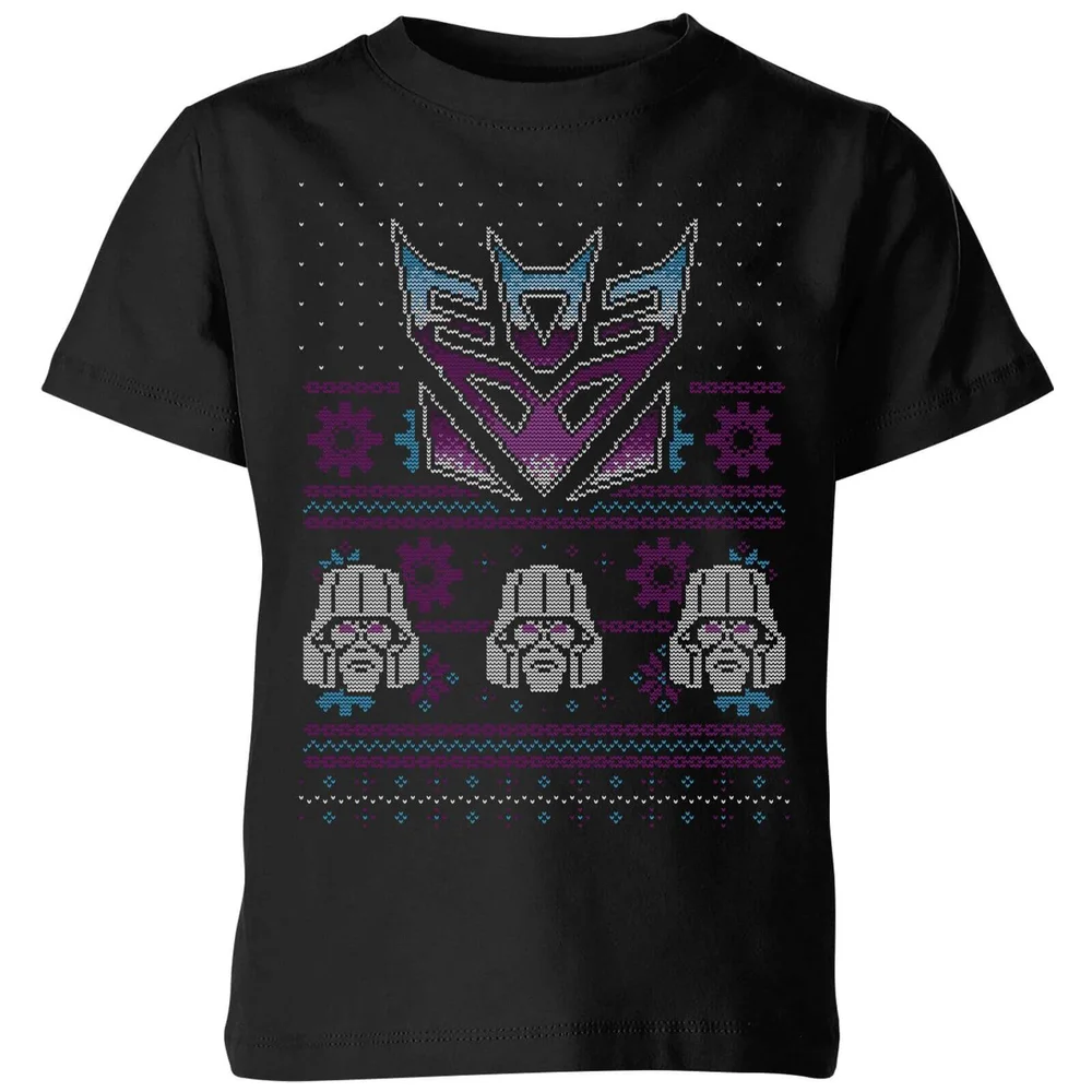 Decepticons Classic Ugly Knit Kids' Christmas T-Shirt - Black - 3-4 ans Image 1