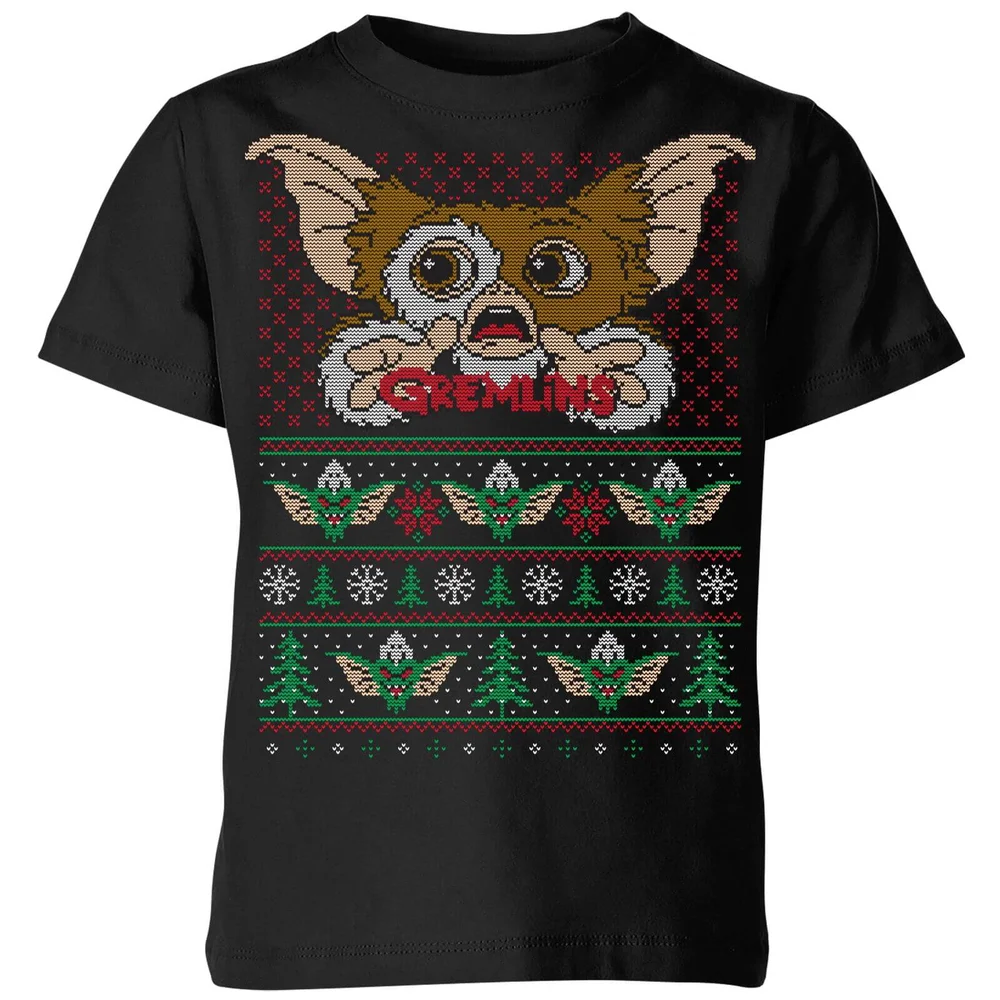 Gremlins Ugly Knit Kids' Christmas T-Shirt - Black - 3-4 ans Image 1
