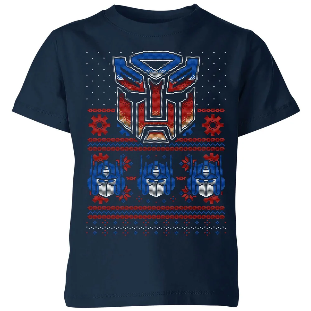 Autobots Classic Ugly Knit Kids' Christmas T-Shirt - Navy - 3-4 ans Image 1