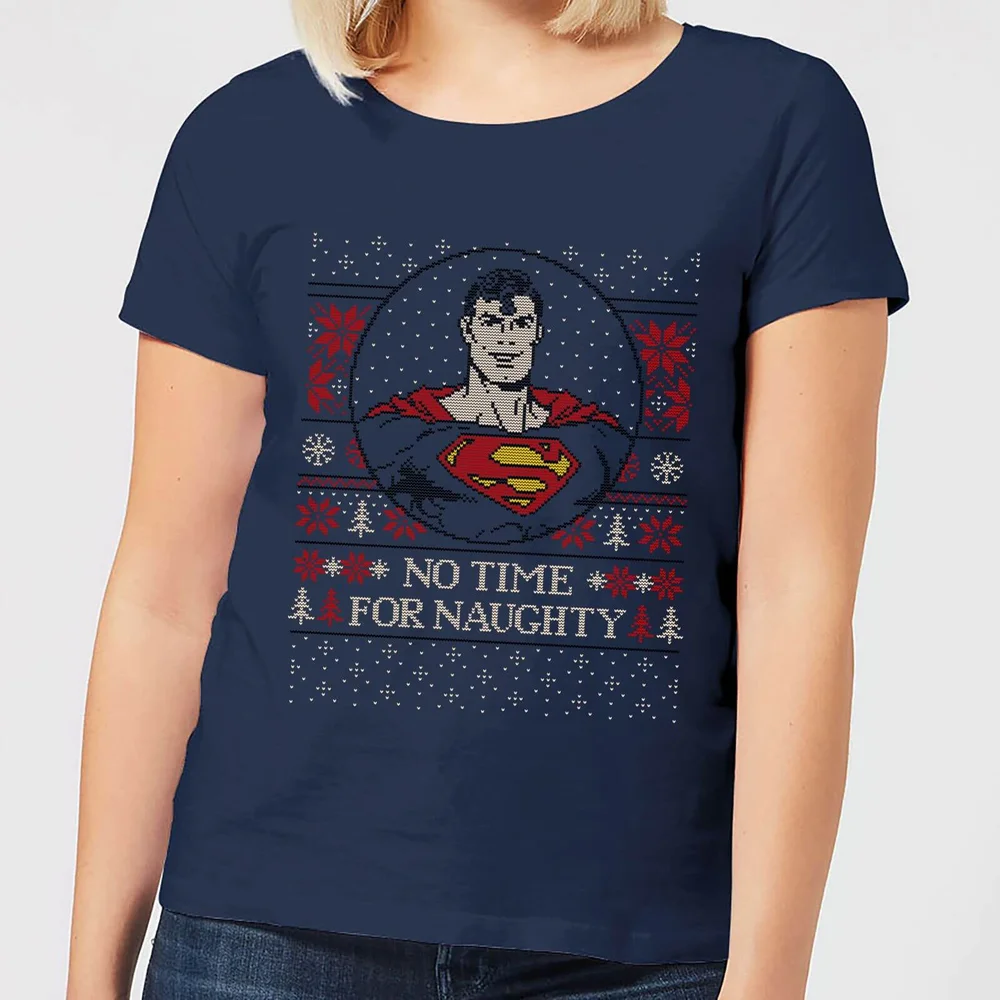 Superman May Your Holidays Be Super Women's Christmas T-Shirt - Navy - XS Image 1