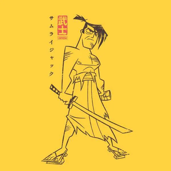 Samurai Jack Vintage Kanji Men's T-Shirt - Yellow