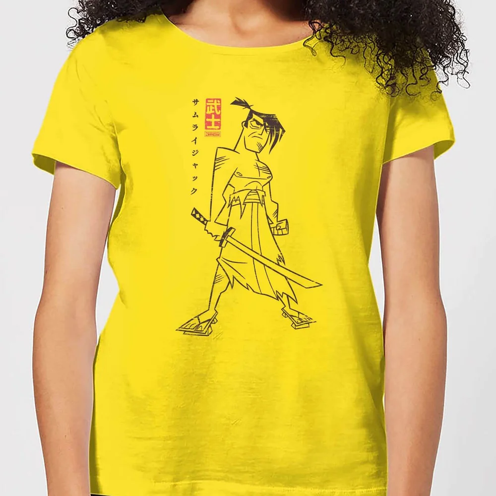 Samurai Jack Vintage Kanji Women's T-Shirt - Yellow - S Image 1