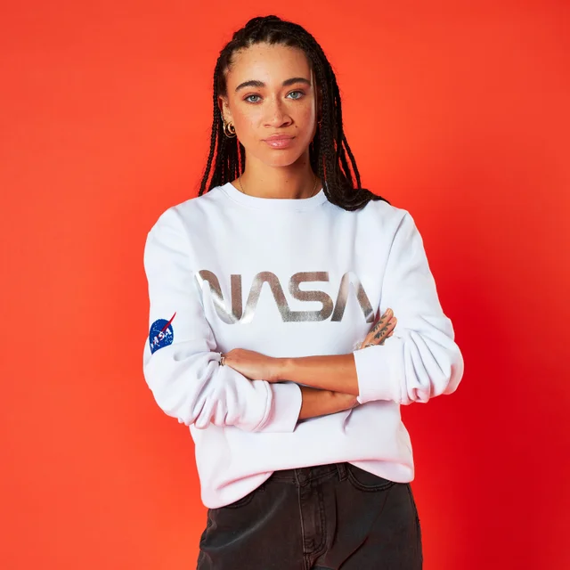 Sweat-Shirt NASA Logo Metallique - Blanc - Unisexe