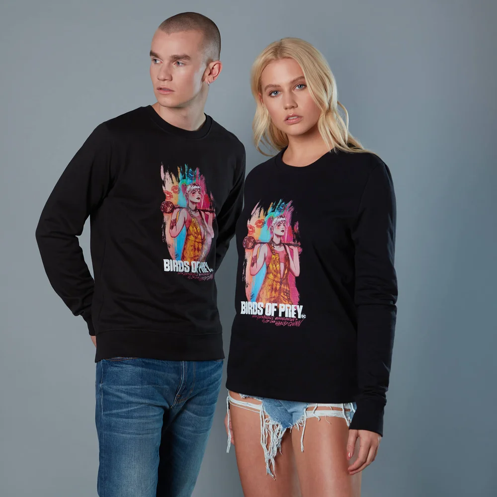 Sweat-shirt Harley Quinn Acrylic Storke Portrait Birds of Prey - Noir - Unisexe - S Image 1