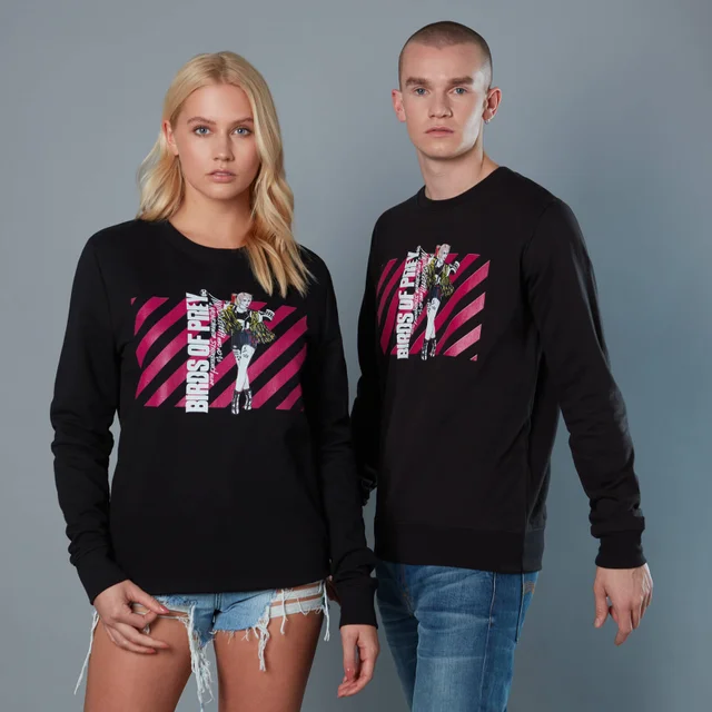 Sweat-shirt Harley Quinn Pink Stripes Birds of Prey - Noir - Unisexe
