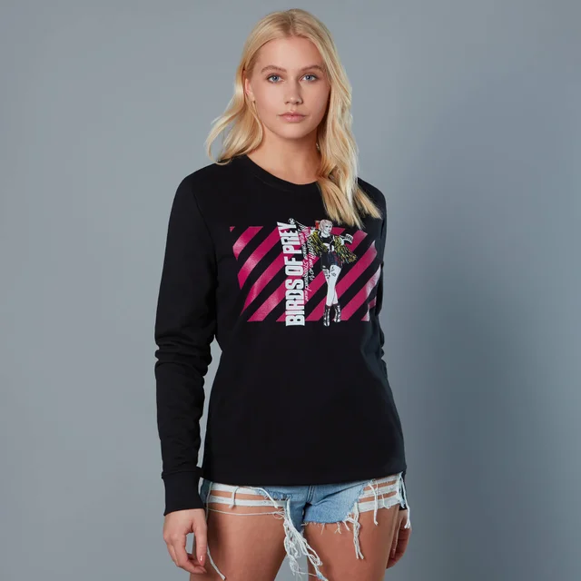 Sweat-shirt Harley Quinn Pink Stripes Birds of Prey - Noir - Unisexe