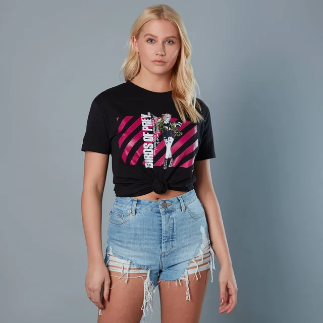T-shirt Harley Quinn Pink Stripes Birds of Prey - Noir - Unisexe