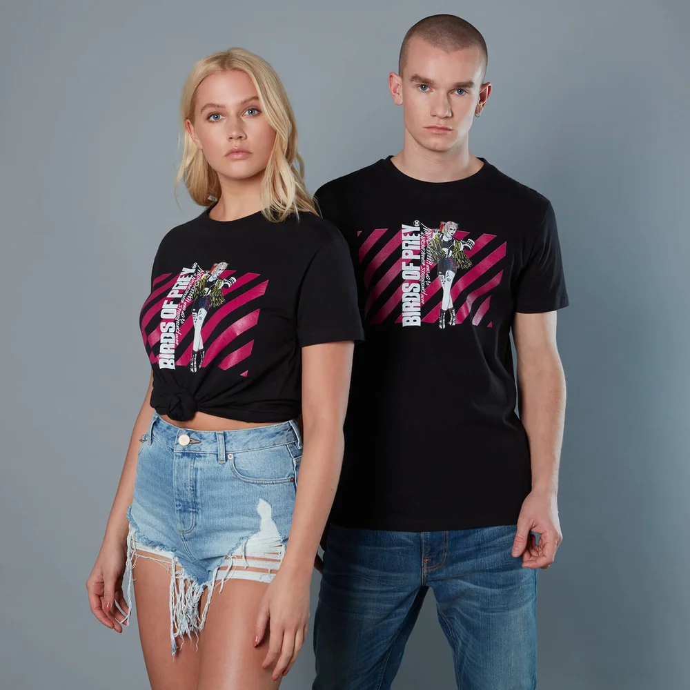 T-shirt Harley Quinn Pink Stripes Birds of Prey - Noir - Unisexe - S Image 1
