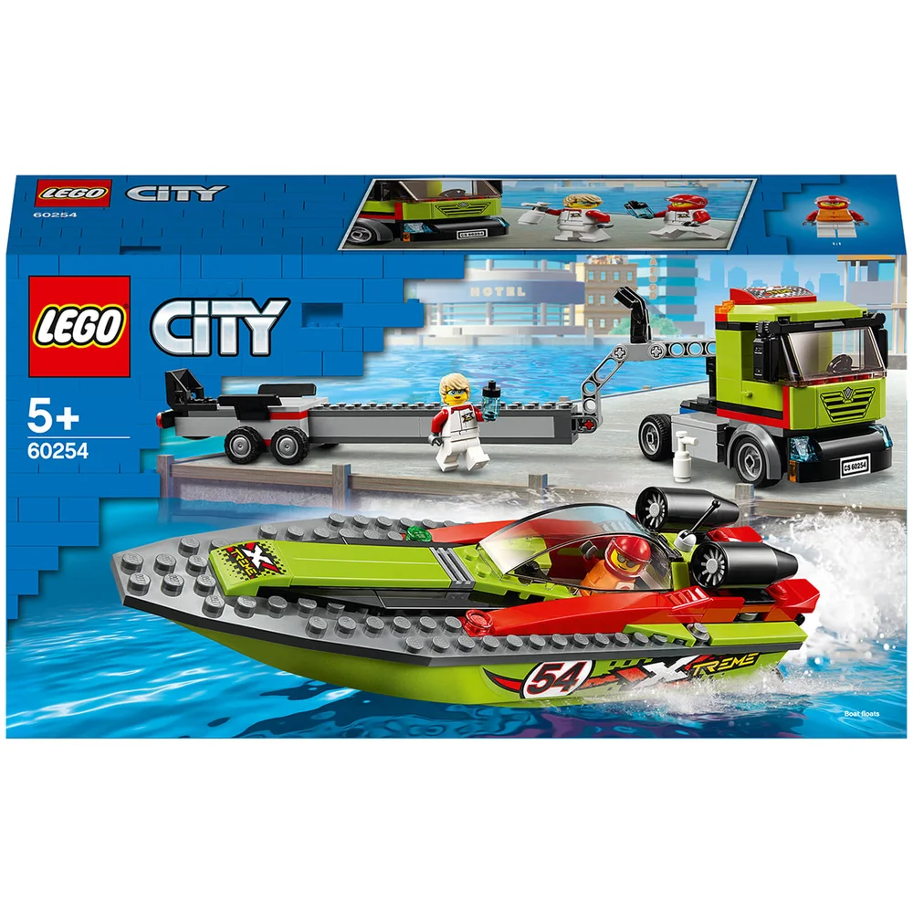 LEGO City : Ensemble de Jeux de Construction Le Transport du Bateau de Course (60254) Image 1