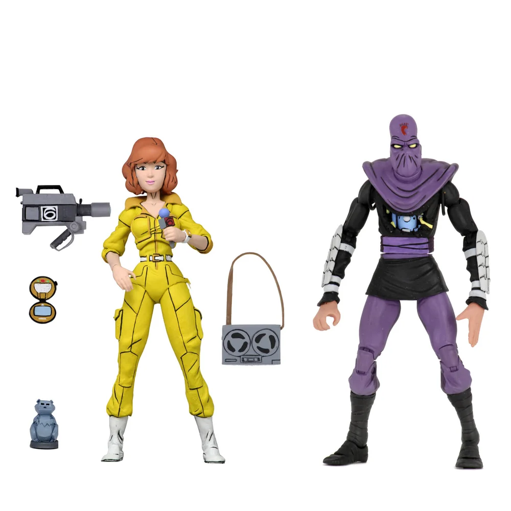 NECA Teenage Mutant Ninja Turtles Cartoon Series April O'Neil and Foot Soldier 2 Pack Image 1