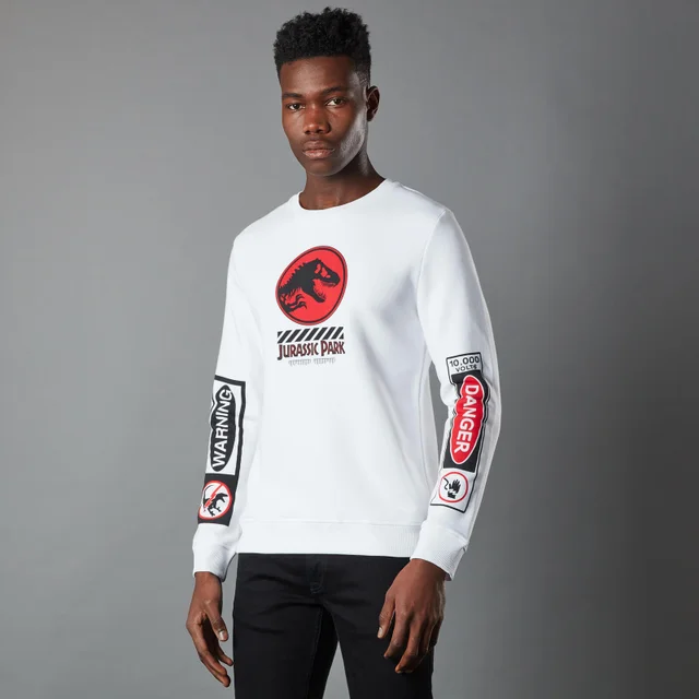 Sweat-shirt Jurassic Park Primal Warning - Blanc - Unisexe