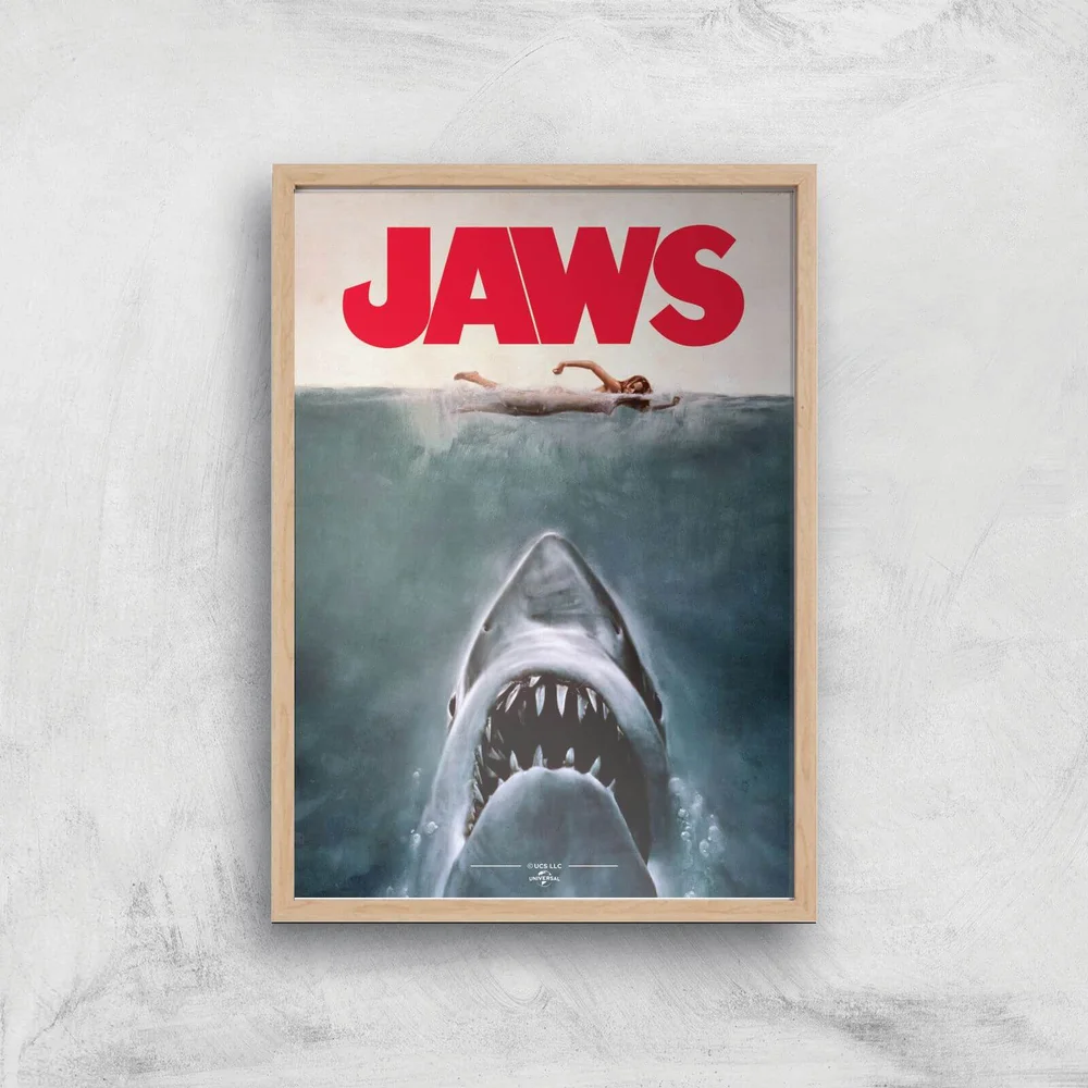 Jaws Giclee Art Print - A4 - Wooden Frame Image 1