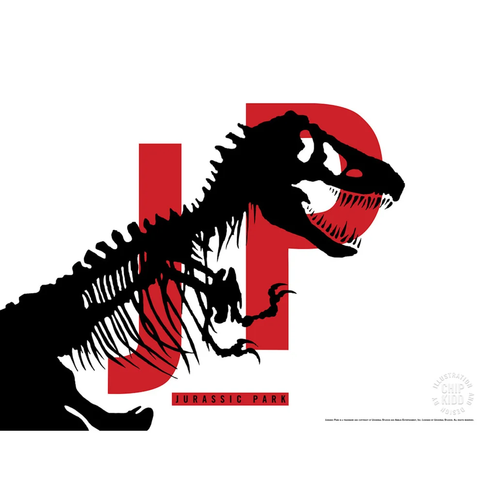 Jurassic Park Sérigraphie Originale du Logo avec Typographie par Chip Kidd - Blanc Image 1