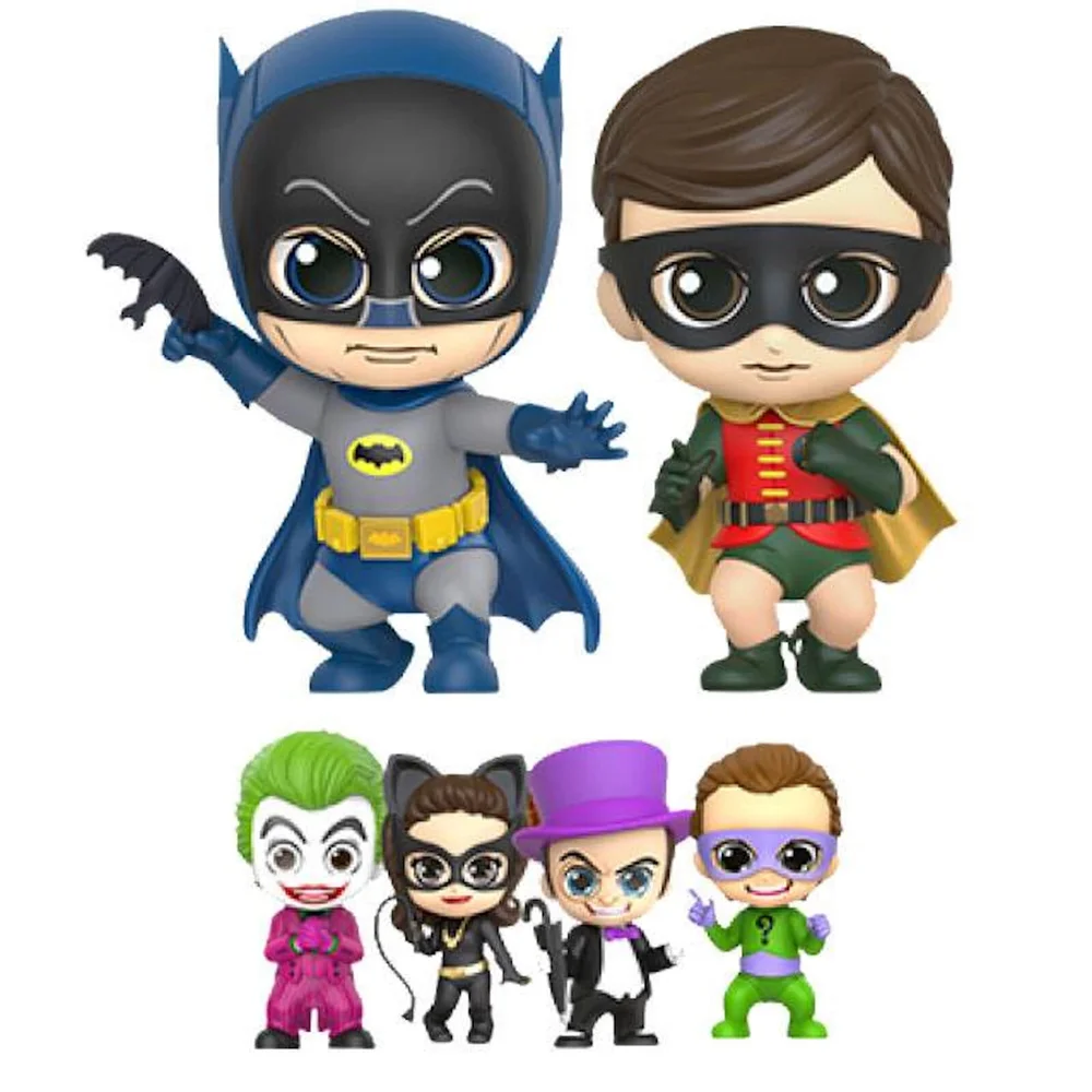 Lot de figurines Cosbaby Batman, Robin et Vilains 11cm - Batman 1966 - Hot Toys Image 1