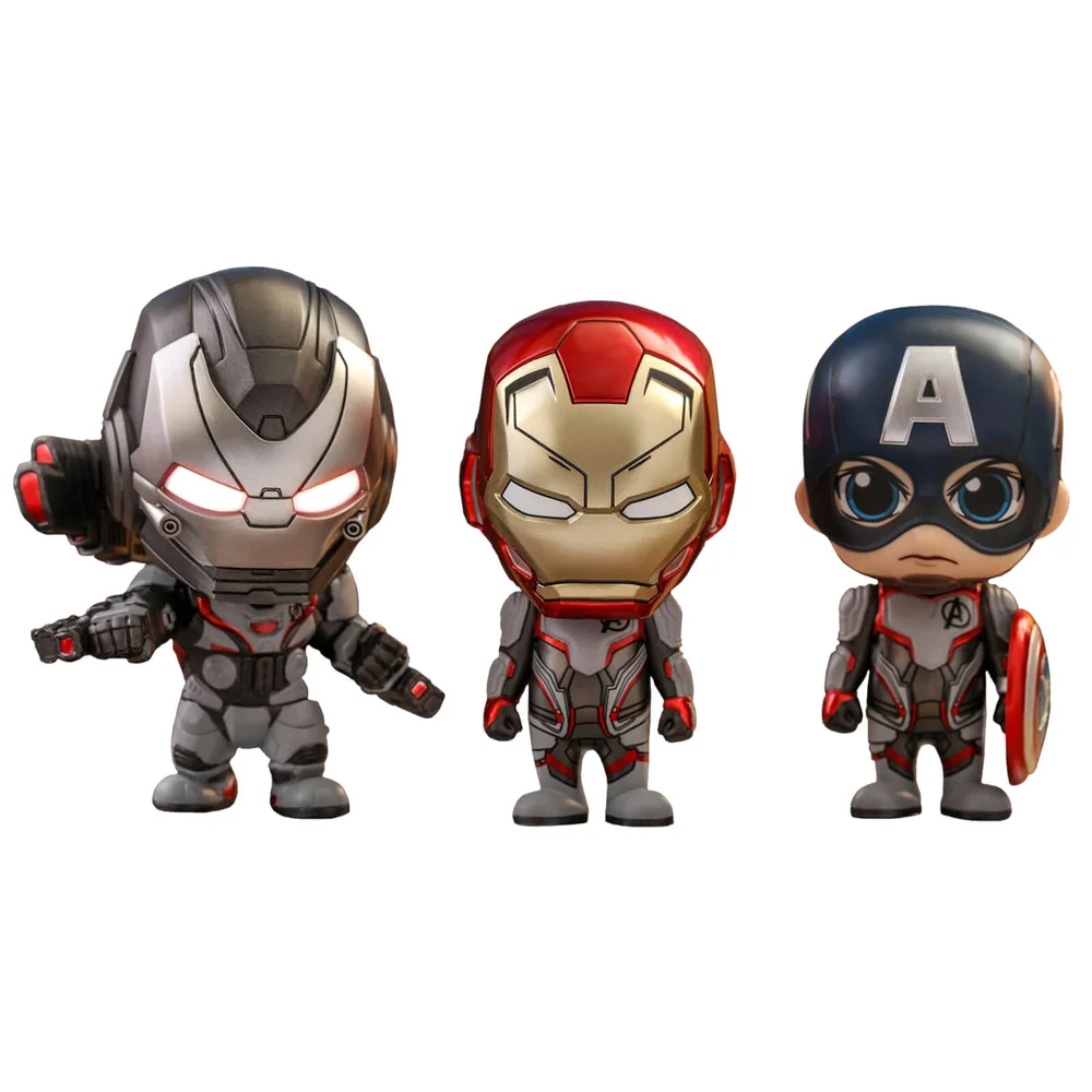 Hot Toys Avengers : Endgame Cosbaby Captain America, Iron Man et War Machine - Taille S (Version Team Suit) (Lot de 3) Image 1