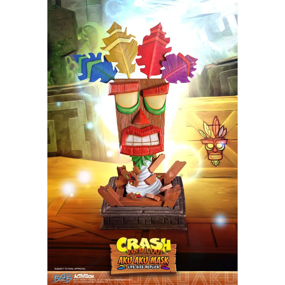 First 4 Figures Crash Bandicoot Statuette en Résine Aku Aku Mask Taille Réelle Image 1