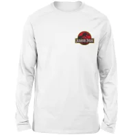 T-shirt à manches longues Jurassic Park Logo - Brodé - Blanc - Unisexe