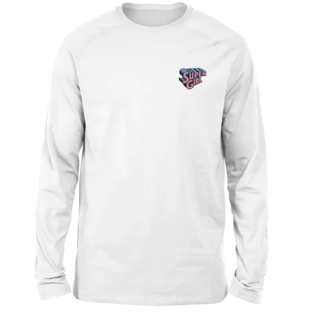 T-shirt à manches longues DC Super Girl - Brodé - Blanc - Unisexe