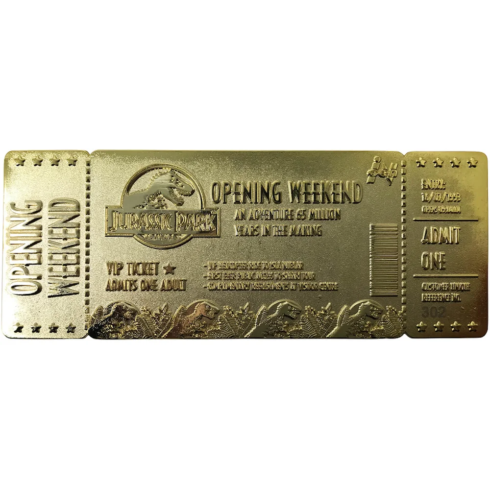 Jurassic Park 24K Ticket Plaqué Or - Édition limitée Image 1
