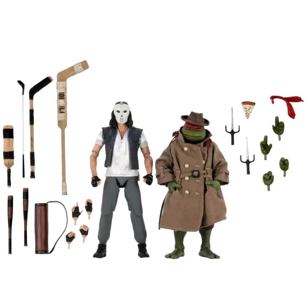 NECA Les Tortues Ninja Figurines articulées Casey Jones et Raphael Déguisés 18 cm Pack de 2 Image 1