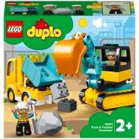 LEGO DUPLO Le Camion Et La Pelleteuse, Jouet Engin de Chantier pour Enfant de 2 Ans et Plus (10931)