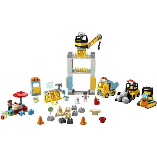 LEGO DUPLO La Grue Et Les Engins, Jouet Engin de Chantier pour Enfant 2-5 ans (10933)
