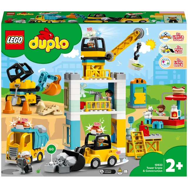 LEGO DUPLO La Grue Et Les Engins, Jouet Engin de Chantier pour Enfant 2-5 ans (10933)