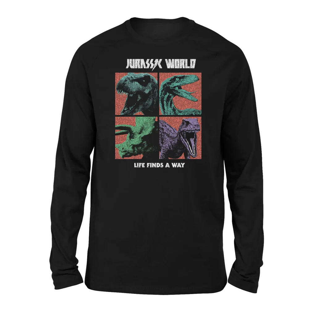 T-shirt Jurassic Park World Four Colour Faces Long Sleeved - Noir - Unisexe - S Image 1