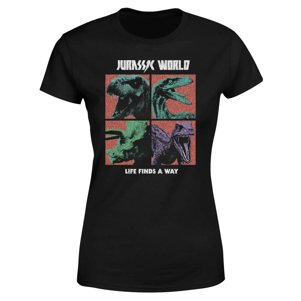 T-shirt Jurassic Park World Four Colour Faces - Noir - Femme - S Image 1